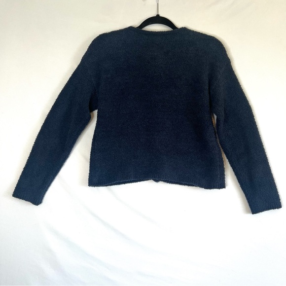 Natural Life Button Up Cardigan Sweater Navy Blue Womens Sz M Cozy Fuzzy Boho - Picture 2 of 7